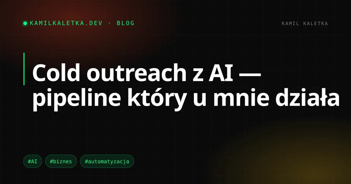 Cold outreach z AI — pipeline który u mnie działa