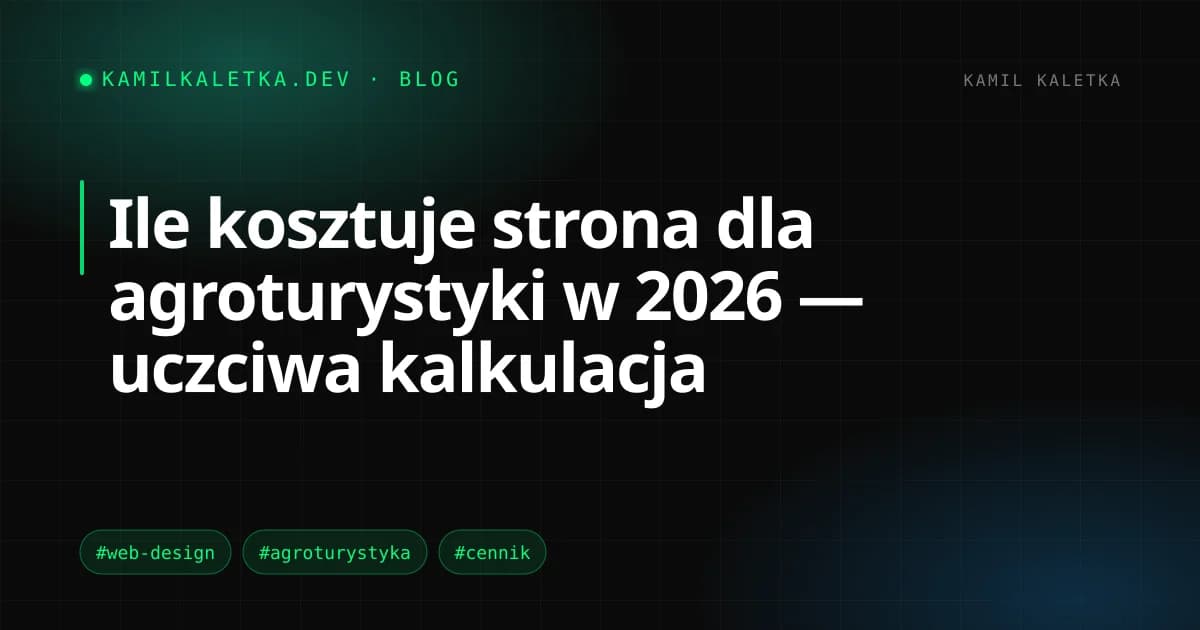 Ile kosztuje strona dla agroturystyki w 2026 — uczciwa kalkulacja