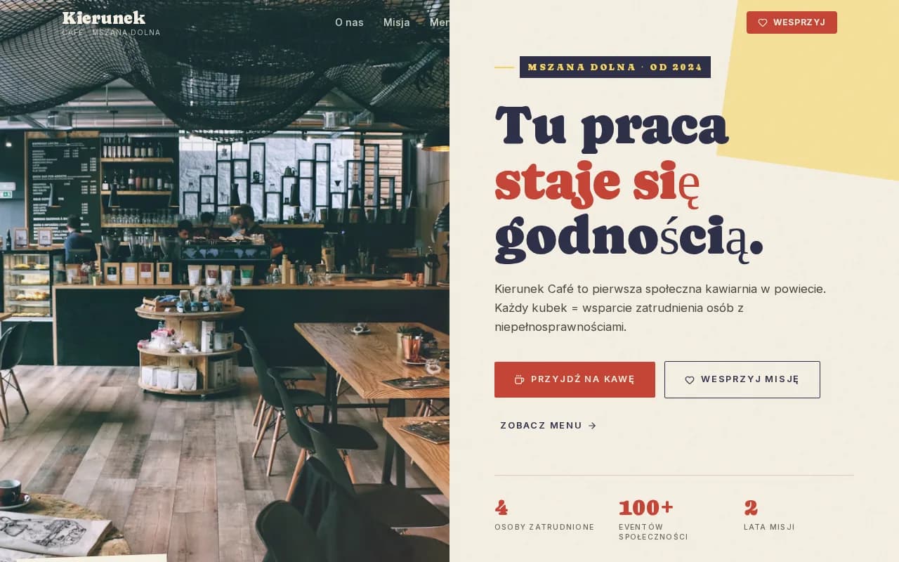 Kawiarnia społeczna / NGO — Kierunek Café — Społeczna kawiarnia, Mszana Dolna