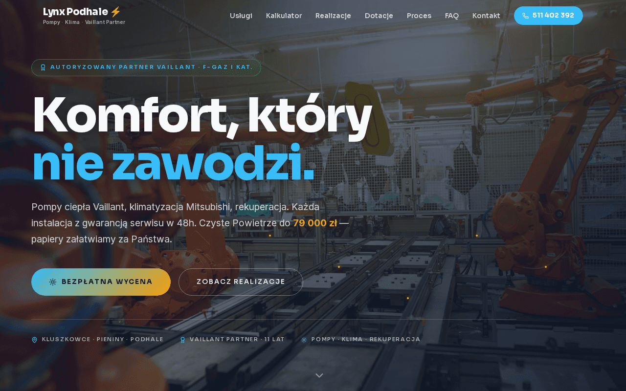 OZE / fotowoltaika i pompy ciepła — Lynx Podhale — Pompy Ciepła Vaillant, Kluszkowce