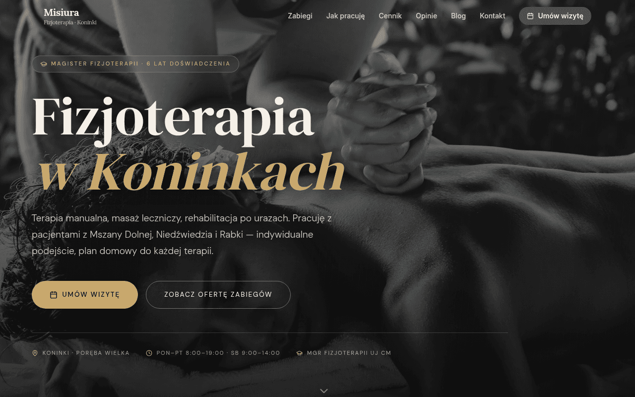 Fizjoterapia / rehabilitacja — Bartłomiej Misiura — Fizjoterapia, Koninki, Poręba Wielka