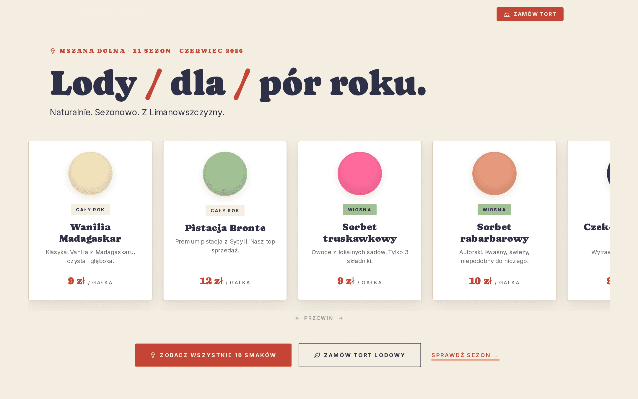 Lodziarnia rzemieślnicza / gelato — Lodziarnia Natura Sting, Mszana Dolna