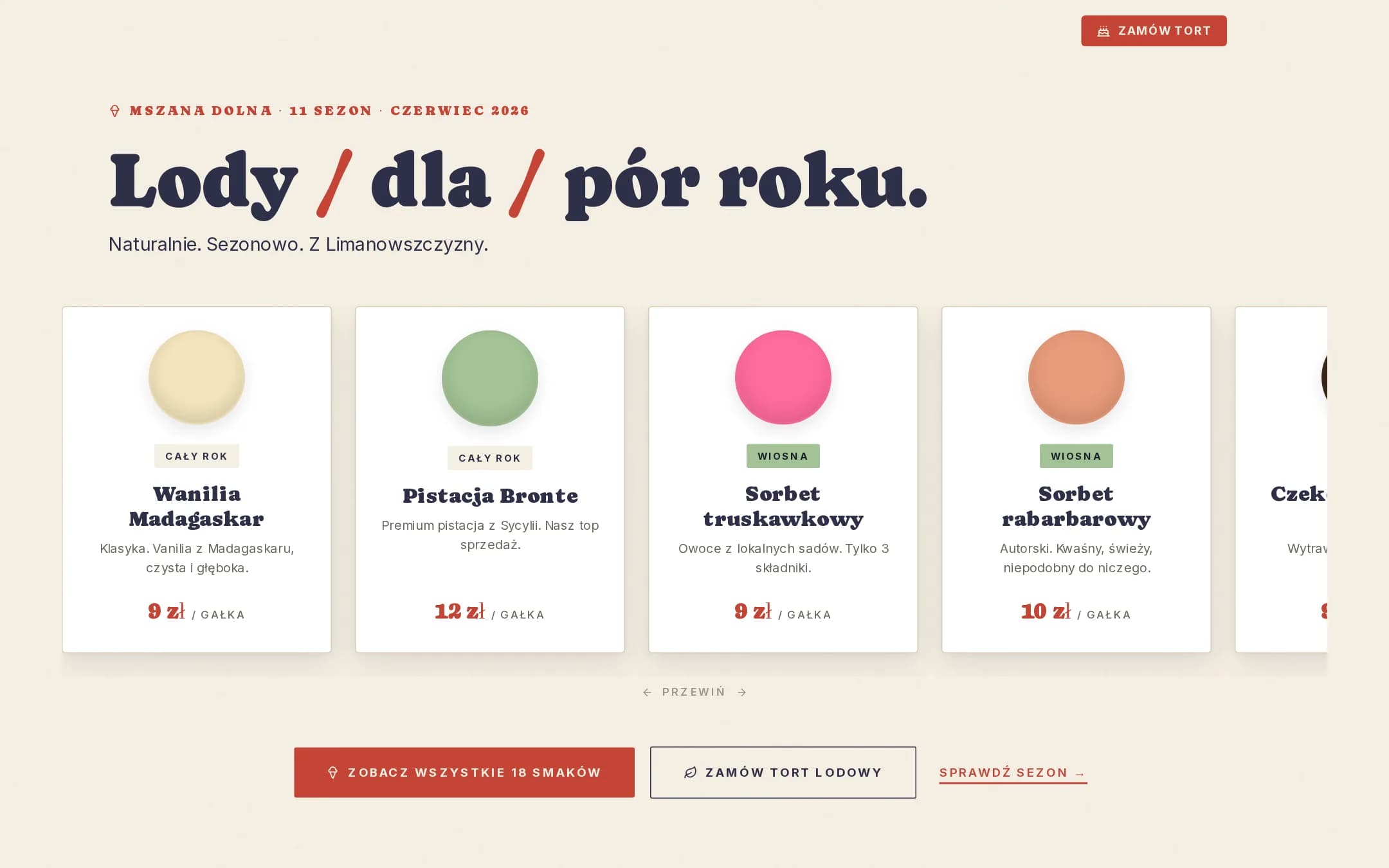 Lodziarnia rzemieślnicza / gelato — Lodziarnia Natura Sting, Mszana Dolna