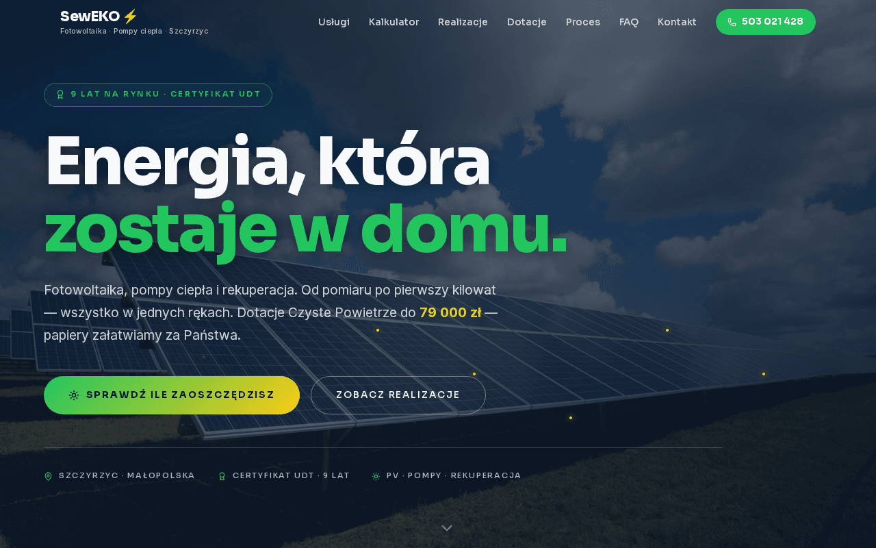 OZE / fotowoltaika i pompy ciepła — SewEKO Jerzy Sewiło — Fotowoltaika i Pompy Ciepła, Szczyrzyc