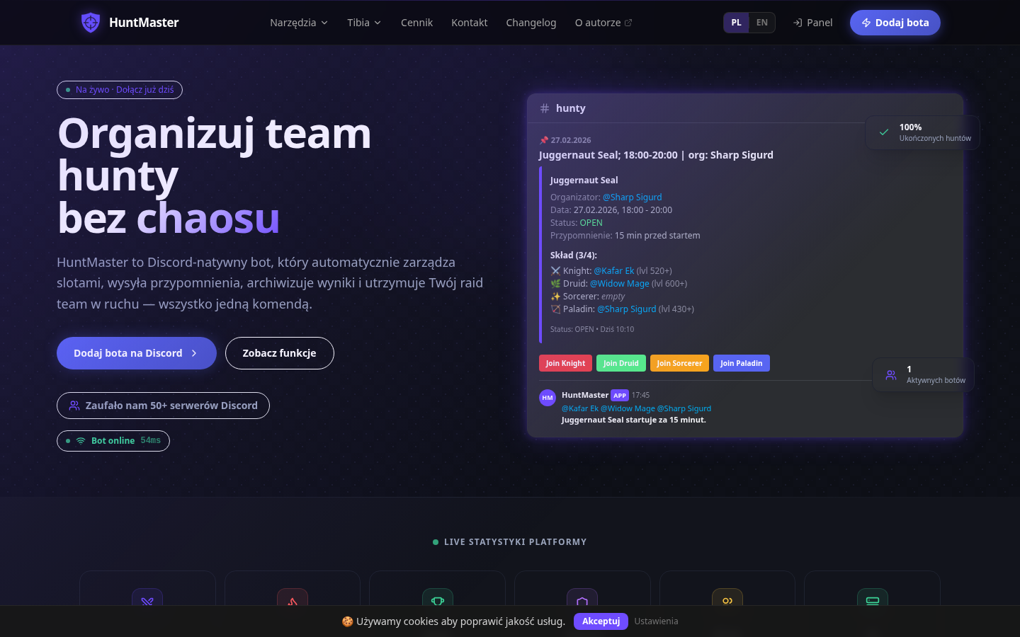 Huntmasterbot screenshot